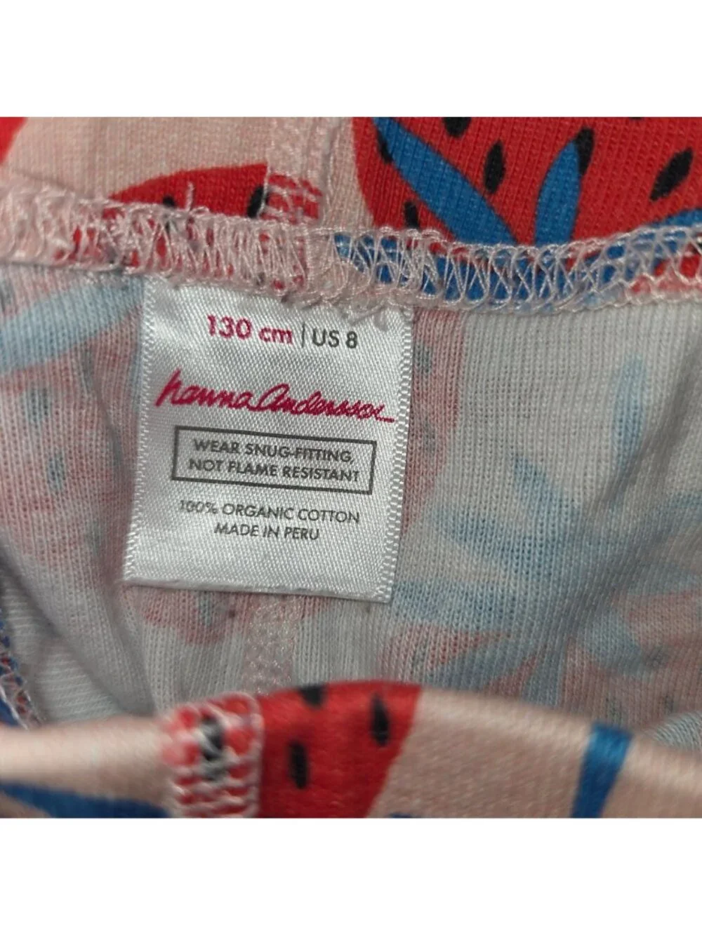Hanna Andersson Girls 8 Strawberry Print Organic Cotton Pajama Set 4397 - Picture 7 of 8